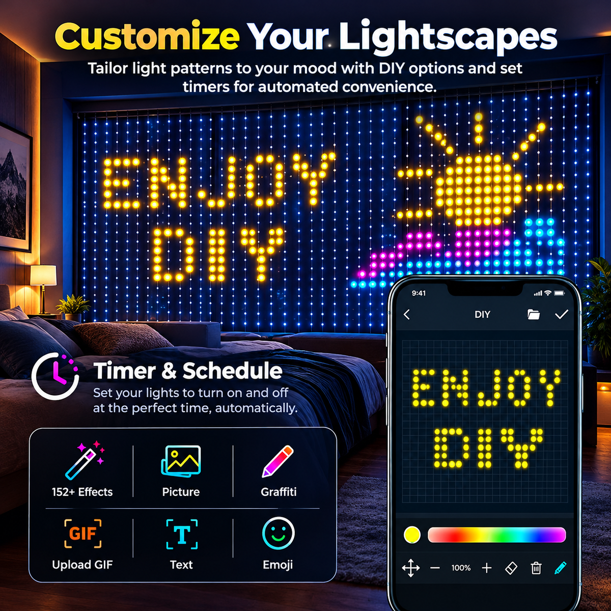 Smart LED Christmas Curtain Lights